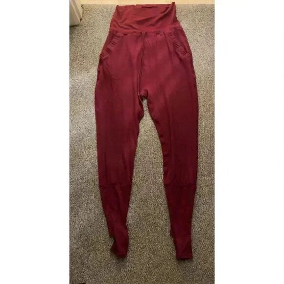 Free People Women's M Maroon‎ High-Waisted Jogger Pants w/ Pockets - Picture 1 of 8